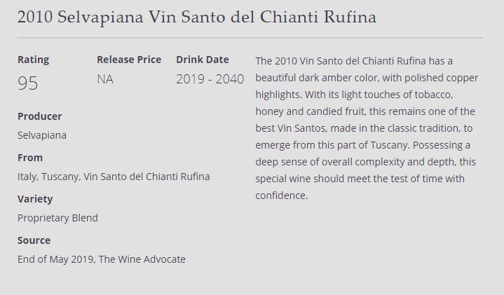 The Wine Advocate Vin Santo 2010